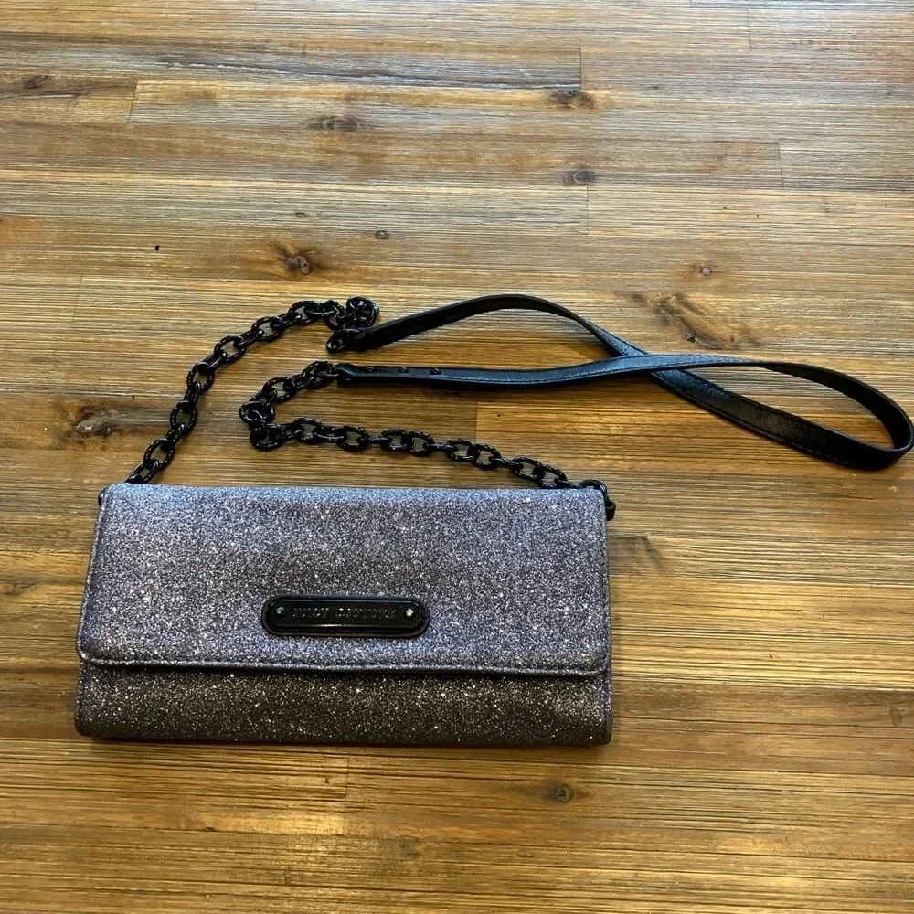 Juicy‎ Couture silver glitter Y2K convertible clutch wallet bag with strap